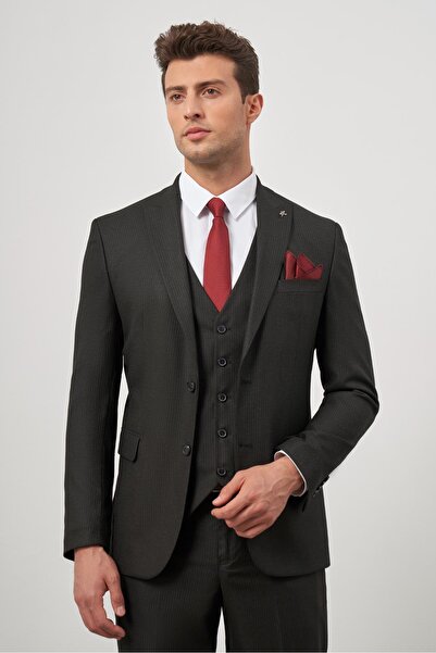 İmza Black Sword Collar Vest 6 Drop Slim Fit Classic Suit 1001245153