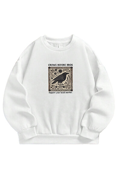 SVART WEAR Crows Before Bros - Λευκό φούτερ oversize