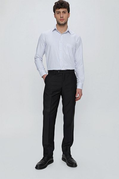 İmza Black Plain Gabardine Comfort Fit Basic Trousers 1003245005