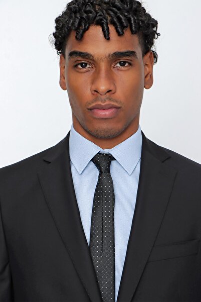 İmza Gabardine Black Basic Suit - Mono Collar, 4 Drop Comfort Fit, Relaxed Fit - 1001245009