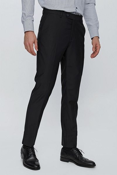 İmza Black Plain Gabardine Slim Fit Basic Trousers 1003245013