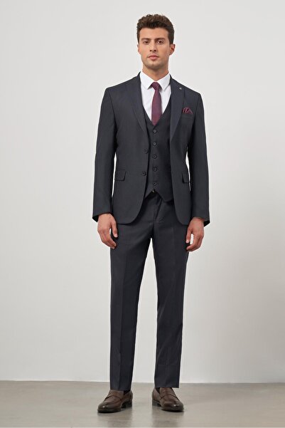 İmza Dark Navy Sword Collar Vest 6 Drop Slim Fit Classic Suit 1001245153