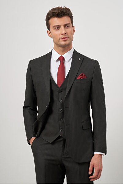 İmza Black Sword Collar Vest 6 Drop Slim Fit Classic Suit 1001245154