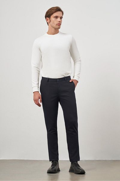 İmza Dark Navy Cotton Side Pocket Casual Slim Fit Chino Pants 1003245150