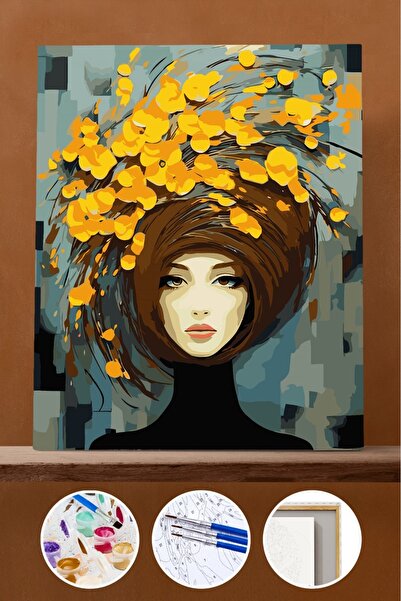 Pastelya Sayılarla Boyama Seti Çerçeveli Kasnaklı Sonbahar Modası 40 x 50 cm