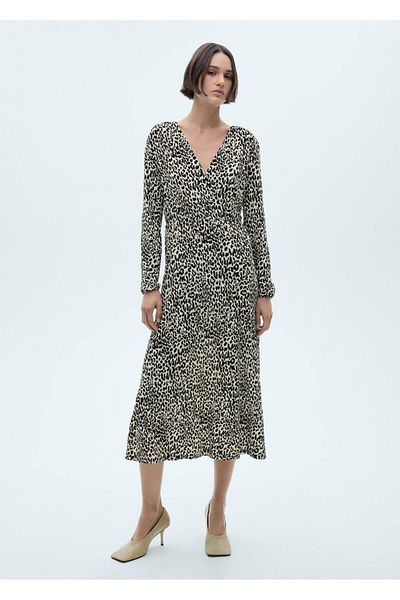 MANGO Woman Dlhé leopardie šaty