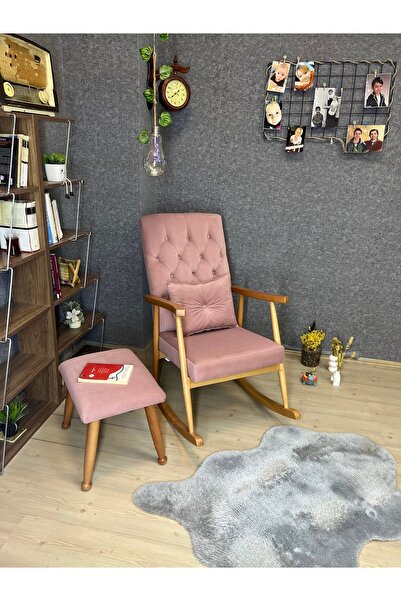 Asedia ASEDİA Trend Naturel-Kül gri Kapitoneli PUFLU Sallanan Sandalye