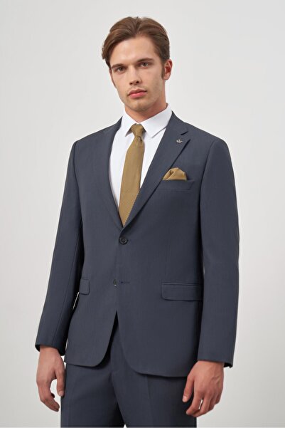 İmza Koyu Lacivert Kendinden Mono Yaka 2 Düğme 6 Drop Comfort Fit Classic Takım Elbise 1001240189