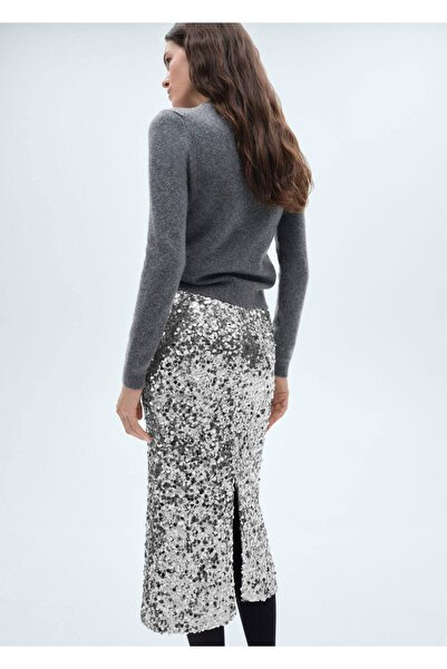 MANGO Woman Pullu Midi Etek