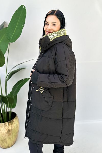 GÖKSEL Plus Size Collar Detailed Coat - Black
