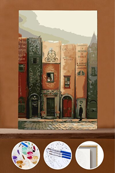 Pastelya Sayılarla Boyama Seti Çerçeveli Kasnaklı Kitap Şehri 50 x 65 cm