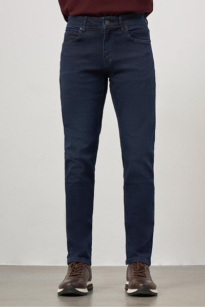 İmza Navy Blue Straight Gabardine Slim Fit Casual Denim Trousers 1023245154