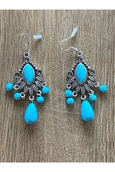 Store Turquoise Vintage Embroidered Dangle Retro Women's Earrings