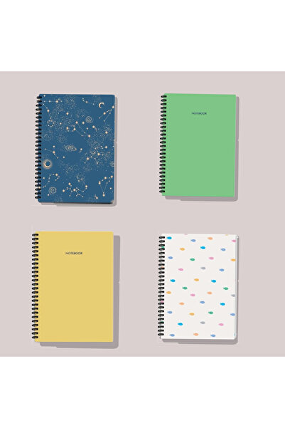 AYTAÇ PLUS A5 4'lü Spiralli Çizgili Okul Defter Seti 13,5x19,5 Cm 64 Yaprak Karton Kapak Notebook