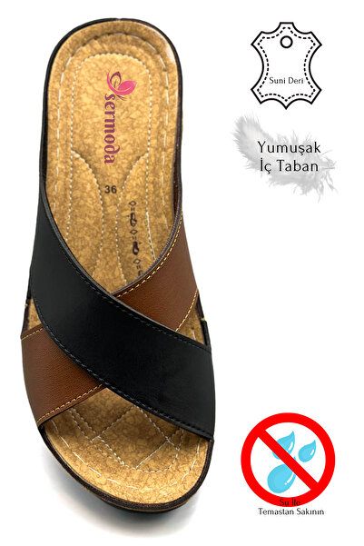 Moda Anna Papuci sport pentru femei, moale, ușoare, cu talpă groasă, cu bandă încrucișată - 521/2 negru maro