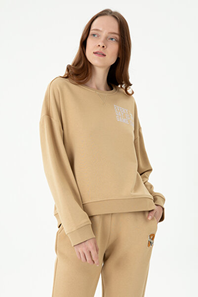 U.S. Polo Assn. Kadın Kum Bisiklet Yaka Sweatshirt 50271646-VR085