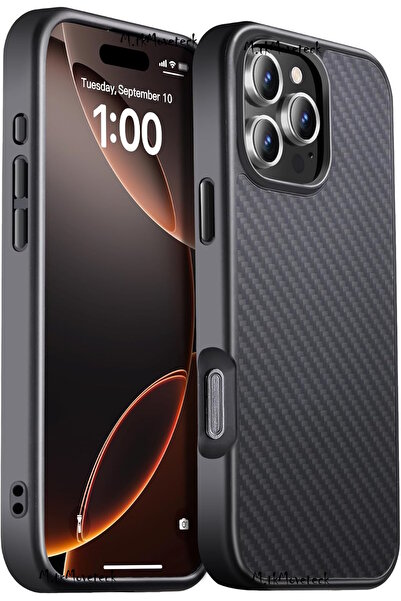 m.tk moveteck İphone 16 Pro Kılıf Kamera Çıkıntılı Karbon Magsafe Wireless Şarj Destekli Mat Hisli iz Yapmaz