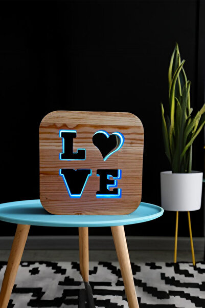 Masif Love Desenli Led El Yapımı Dekoratif Gece Lambası