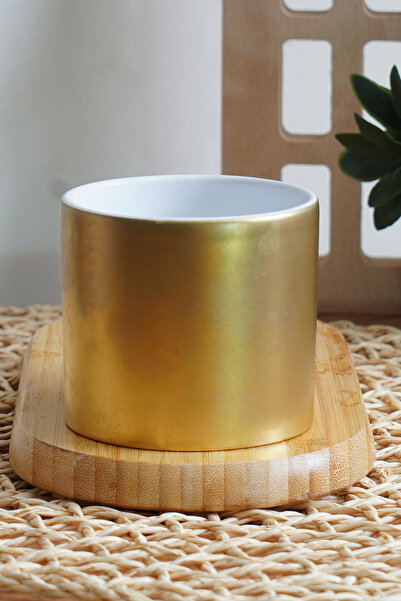 Seraclass Double Espresso Fincanı Kulpsuz Tasarım 220ml & Altın Renkli (TABAK...