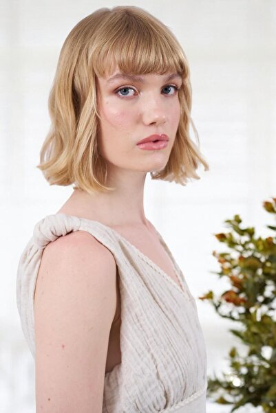 Ravencia Stone Colored Linen Women's Dress - Slit Detail