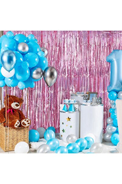 Nemere Rose Gold Color Extra Metallic Shiny Fringed Backdrop Curtain Imported...