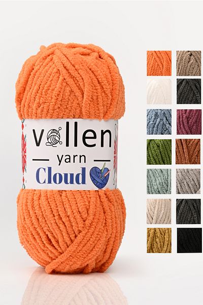 vollen yarn Vollenyarn Cloud, βελούδινο νήμα κουβέρτας, νήμα πλεξίματος χειρός, νήμα ζακέτας με βελονάκι, νήμα παιχνιδιών Amigurumi, πορτοκαλί
