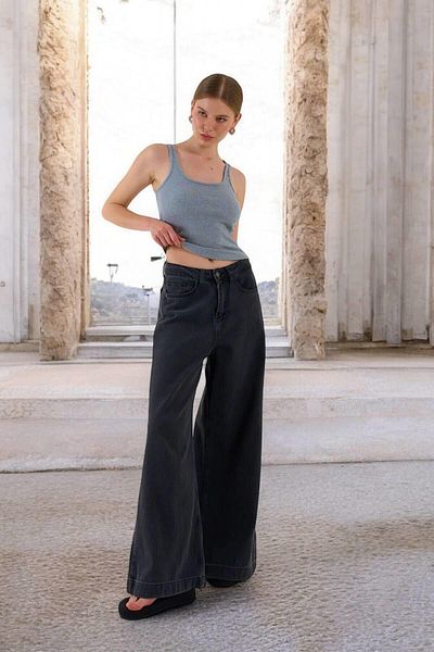 Ravencia Gray Corded Tank Top - Women's, Thin Straps, Piping