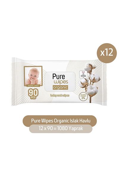 Pure Baby Organic Cotton Wet Towel 12×90 (1080 Sheets)