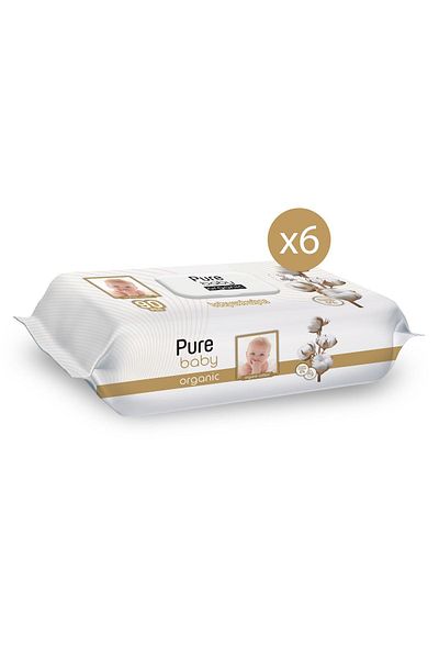 Pure Baby Organic Cotton Wet Towel 6×90 (540 Sheets)