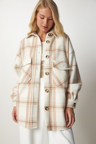Lovelyİstanbul Jachetă cămașă din lână CREAM Color Lumberjack - LUB0030
