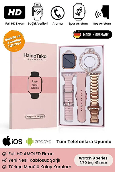 Carlburn Yeni Nesil 3 Kordonlu Wireless Şarjlı Spor Sağlık Sensörlü Watch 9 S...