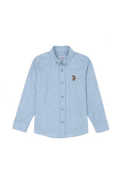 U.S. Polo Assn. Cămașă cu mânecă lungă albastru deschis pentru băiat 50271301 -VR003
