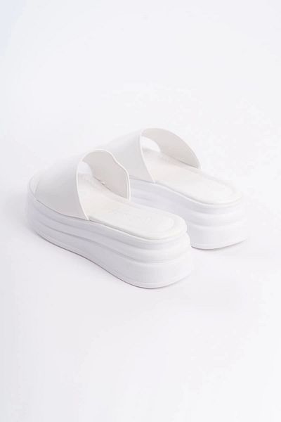 MCEM STORE Γυναικείες παντόφλες Alice Flat με χοντρό και ορθοπεδική σόλα Bt White