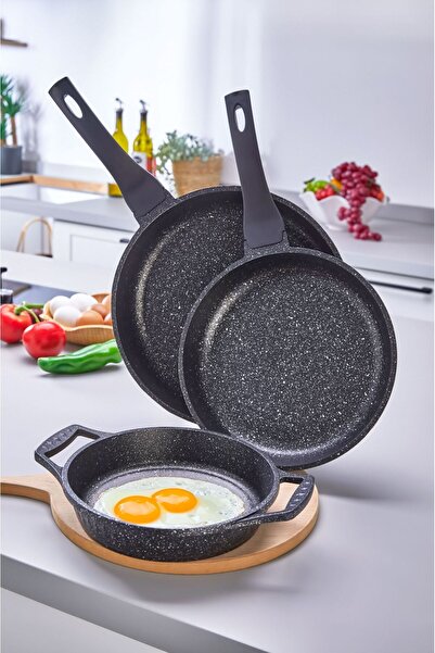 Esta Multi-Purpose 3-Piece Saucepan and Pan Set - Granite, Cast Iron