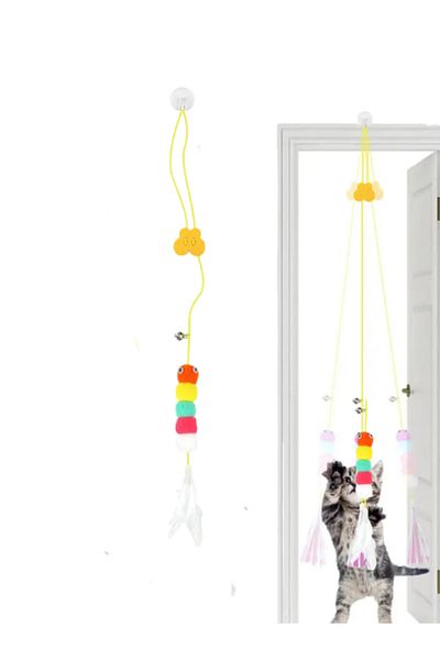 Hubjua Royal elastic adhesive cat play fishing rod adjustable colorful furry funny caterpillar with bells