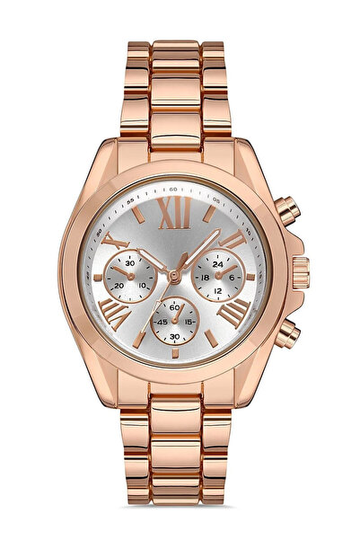 CT STONES Elegant and Stylish Special Design Roman Numeral Detailed Metal Wristwatch (Rose)