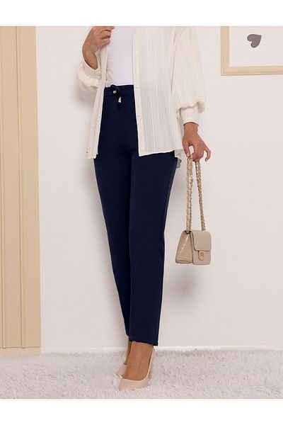 HİJABAYA Double Pocket Trousers with Elastic Waist and Lace Detail