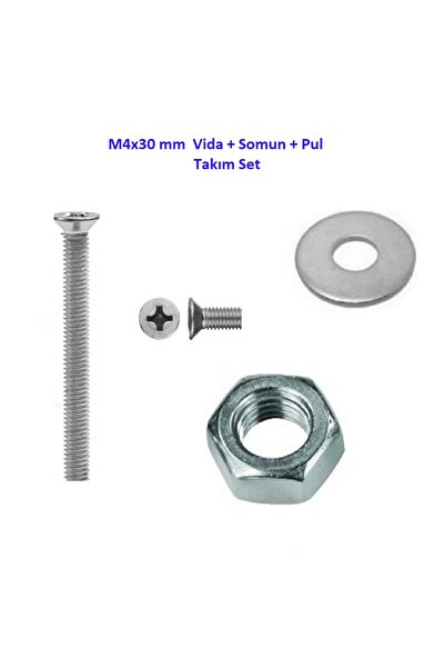 ilta Life M4x30 mm Vida+Somun+Pul Matkap Uçlu YHB Vida Set 20 Adet