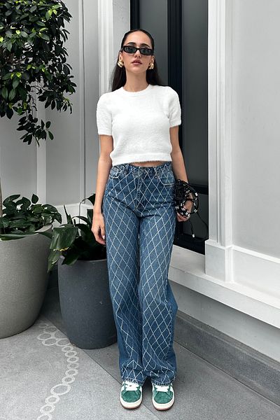 Nazliye Indigókék Stone Premium Jean
