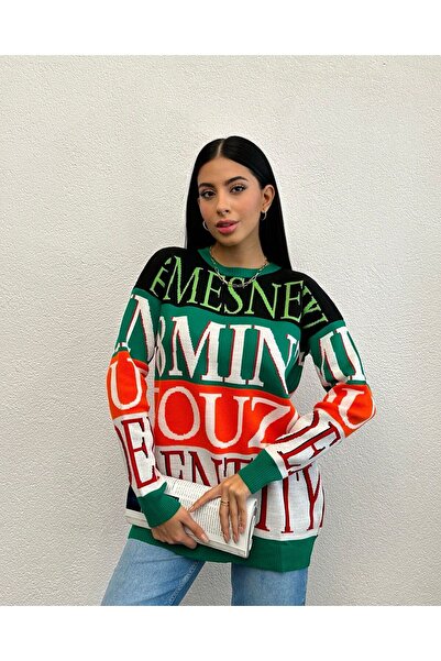 Secret Passion Lingerie New Season Mixed Color Written and Patterned Women's Knitwear Sweater 10476