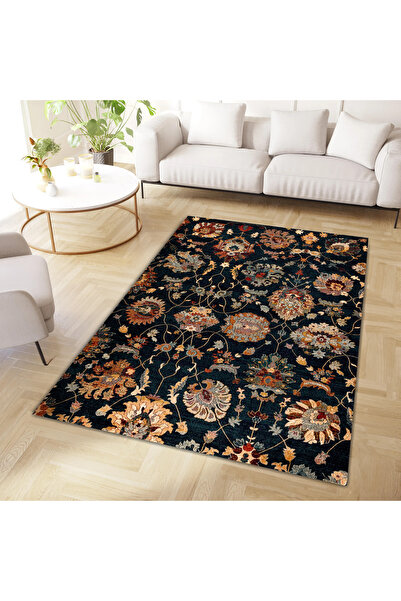 Rugs Modern Halı Kuzey Koleksiyonu Koyu Tonlarda Etnik Desenli Dokuma Taban D...