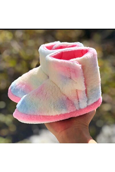 Pandalina Kız çocuk panduf Hologram desenli  cırtlı Kaydırmaz Taban Anaokulu Kreş Ev Ayakkabısı