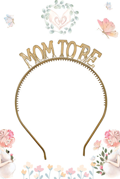 Larenya Mom To Be Plastik Taç Ve Kuşak & Baby Shower Set ve Mavi Altın Kuşak Altın Taç