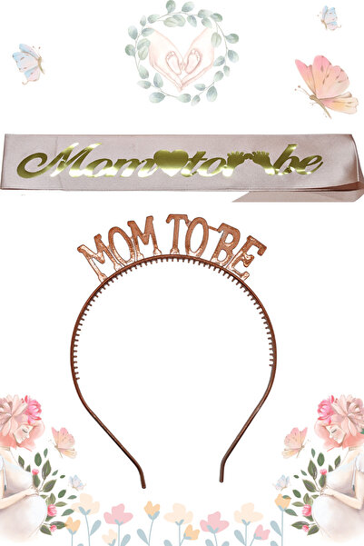 Larenya Mom To Be Plastik Taç Ve Kuşak & Baby Shower Set & Pembe Altın Kuşak ...