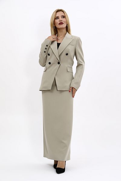 ÖNDER ÖZSOY Bamboo Double Breasted Cross Jacket and Long Pencil Skirt Set