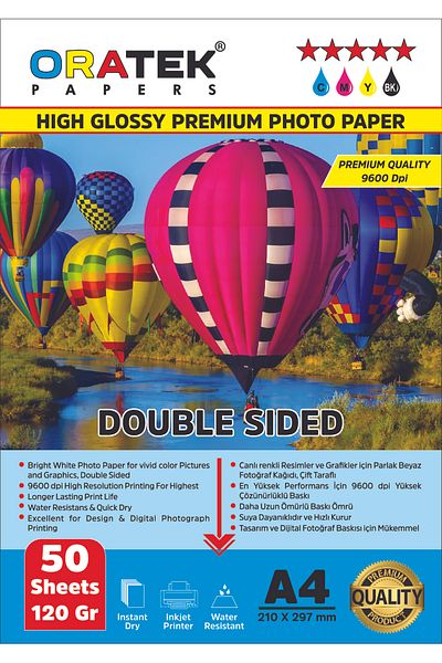 ORATEK Canon E414 - A4 Premium Glossy Photo Paper, Pg-46 Cl-56 Model, 120 Gr 50 Yp