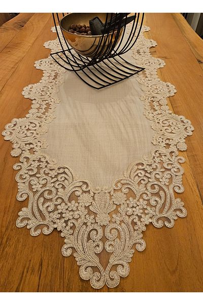 Çeyiz Dantelim Palace Cream Γαλλική Δαντέλα Runner