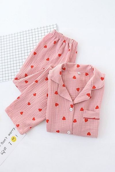 PEMBİŞ HOMEWEAR Beatiful Crinkle Love 2 Knitted Special Fabric Pajama Set