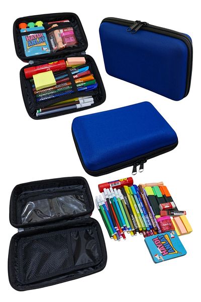 Next Craft Geantă albastră pentru pix cu capac rigid - mai multe compartimente, 3 opțiuni de culoare