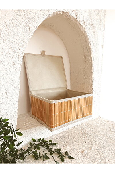 KaiHome سلة/منظم/منظم متعدد الأغراض من الخيزران مقاس 31x25x15 سم مع غطاء
